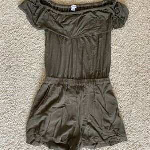 Splendid Dark Forest Green Romper w/ Back Cutout